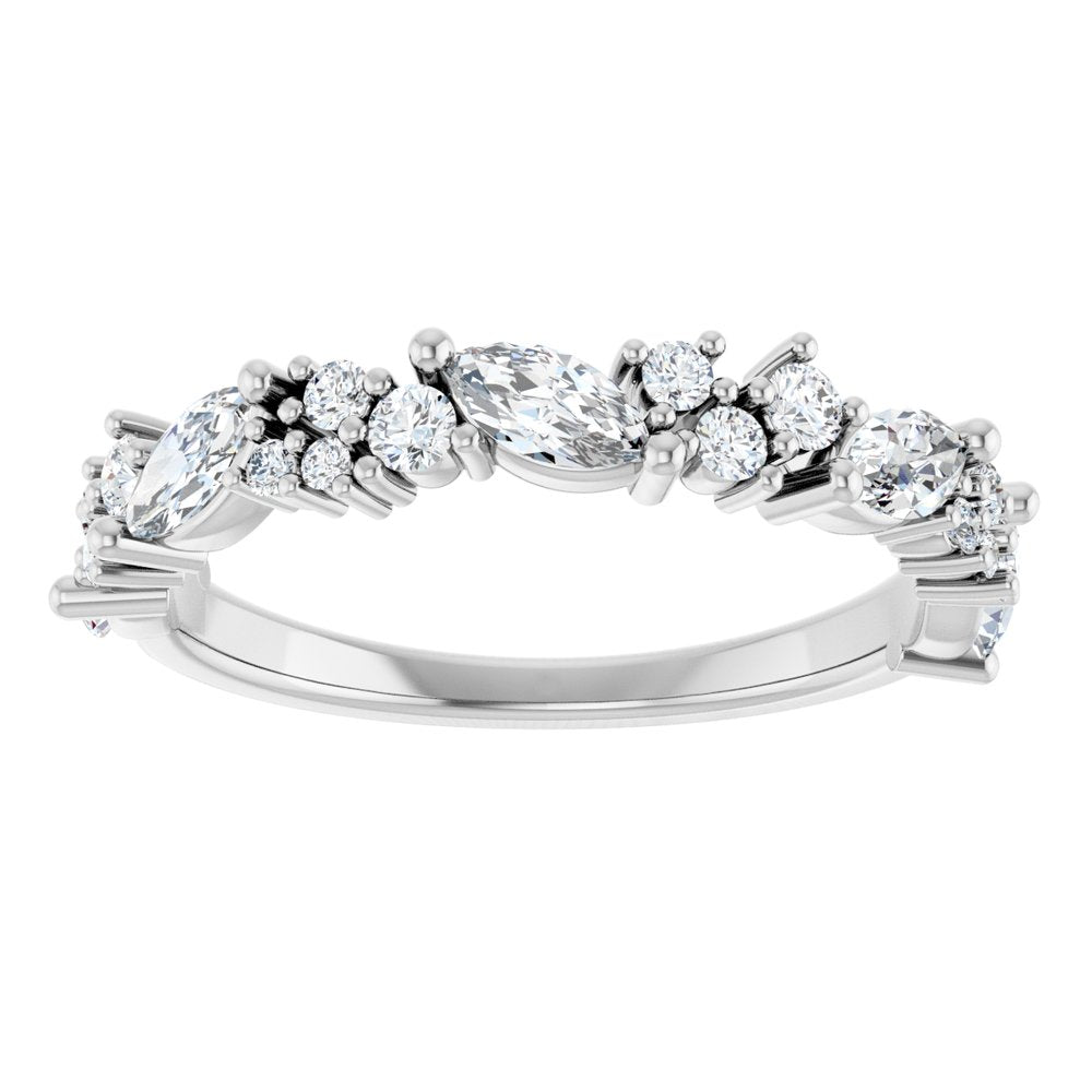14K Marquise &amp; Round Diamond Anniversary Band