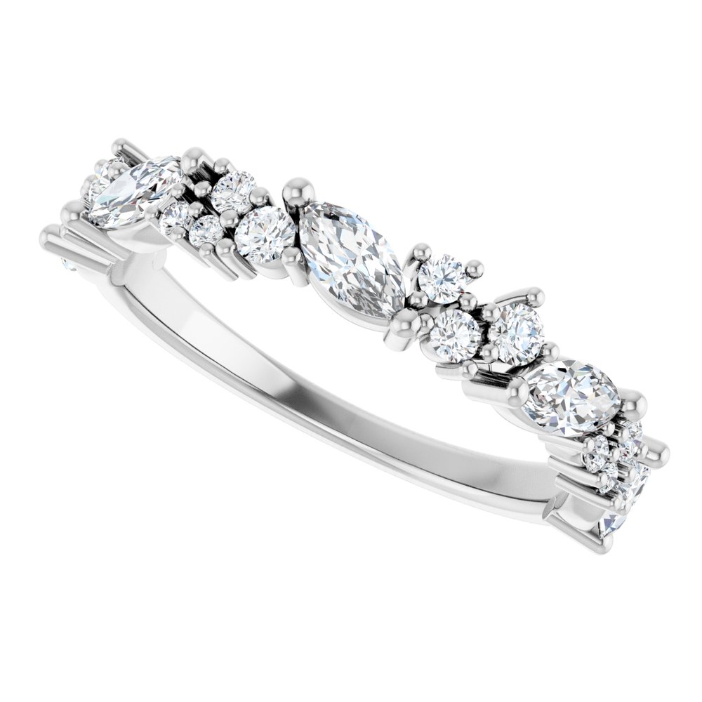 14K Marquise &amp; Round Diamond Anniversary Band