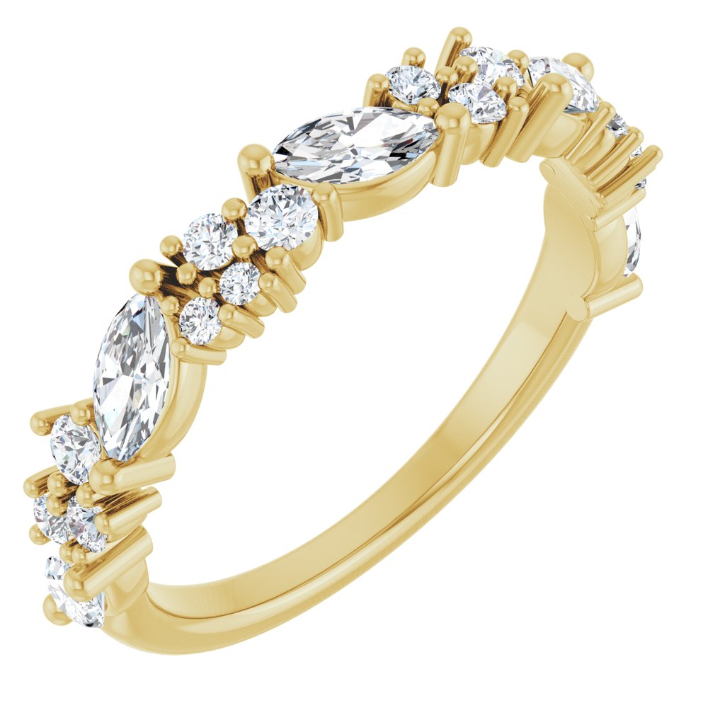 14K Marquise &amp; Round Diamond Anniversary Band
