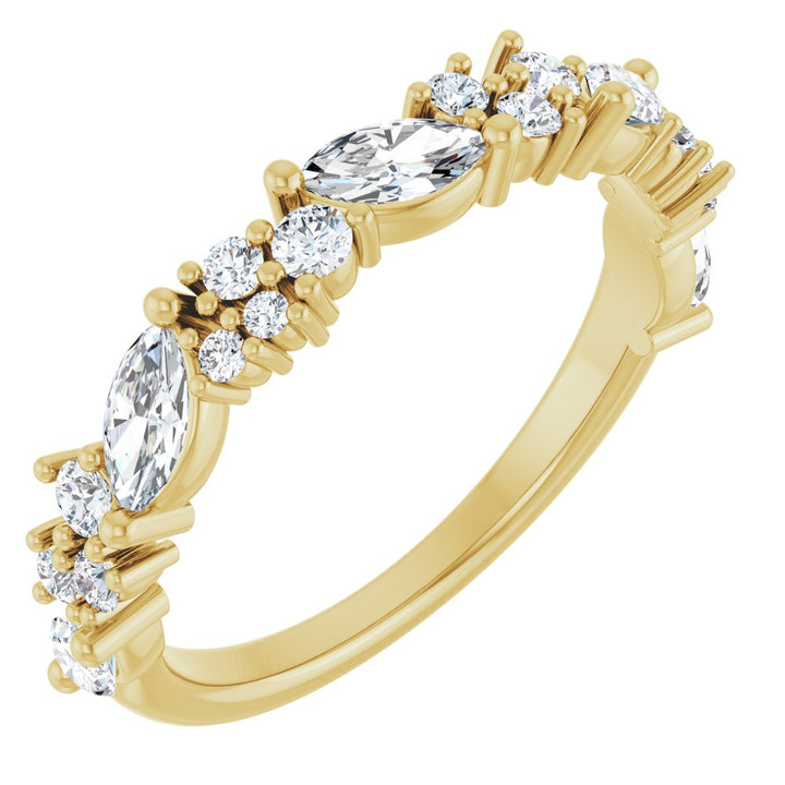 14K Marquise &amp; Round Diamond Anniversary Band