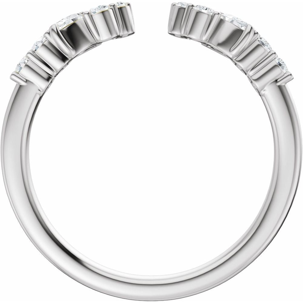 14K Marquise &amp; Round Diamond Open Band