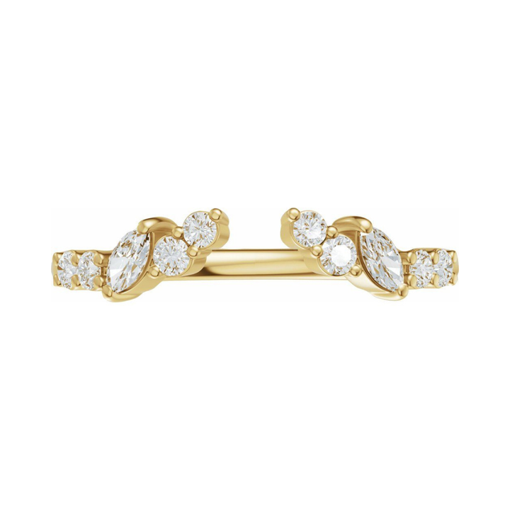 14K Marquise &amp; Round Diamond Open Band