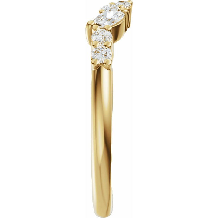 14K Marquise &amp; Round Diamond Open Band