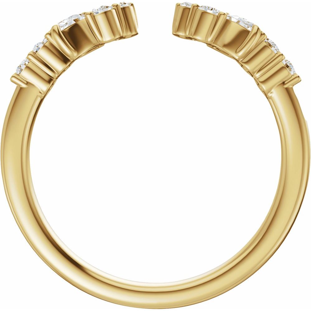 14K Marquise &amp; Round Diamond Open Band