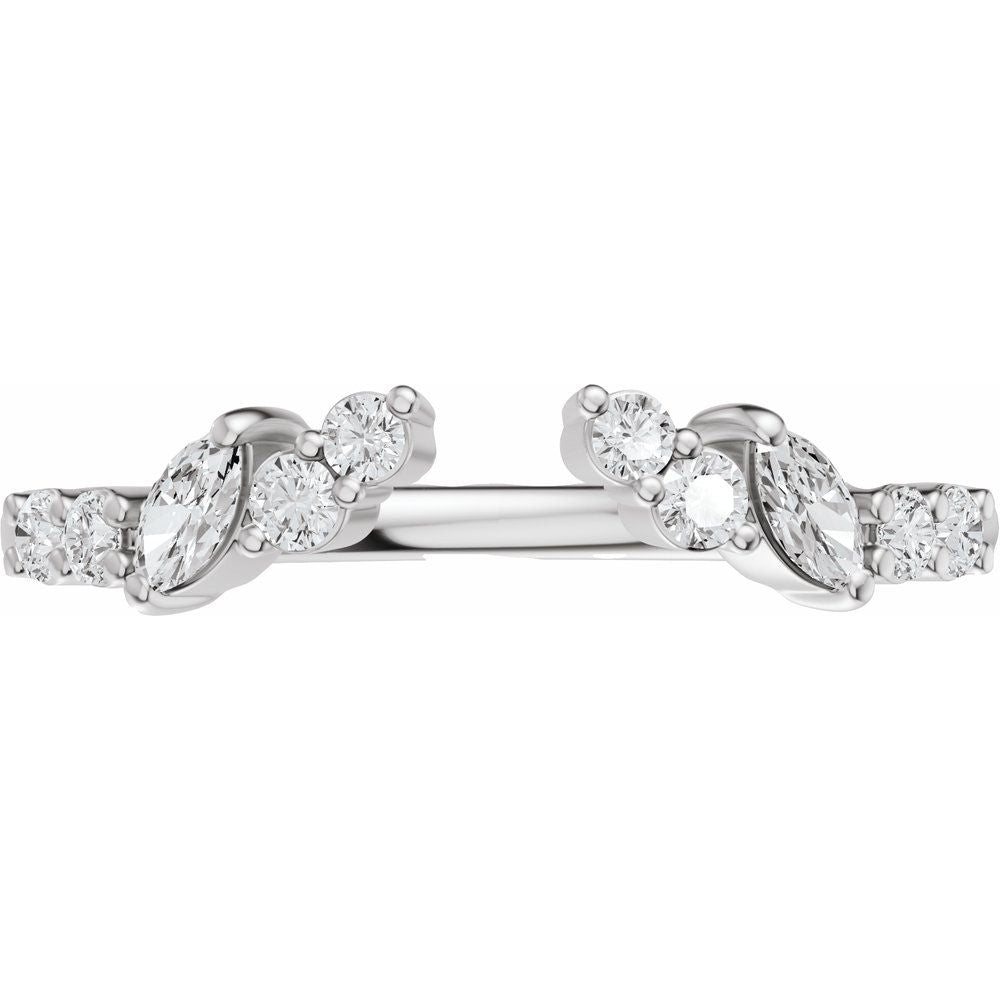 14K Marquise &amp; Round Diamond Open Band