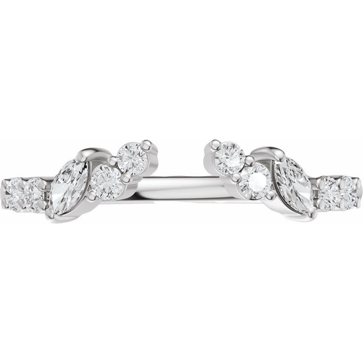 14K Marquise &amp; Round Diamond Open Band