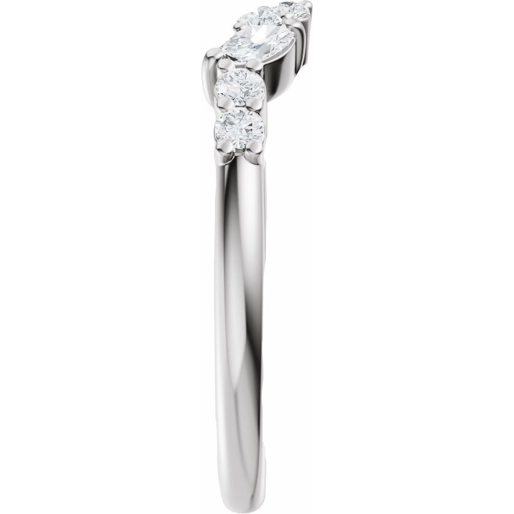 14K Marquise &amp; Round Diamond Open Band