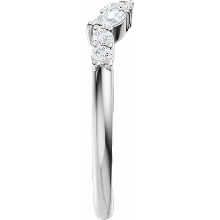 14K Marquise &amp; Round Diamond Open Band