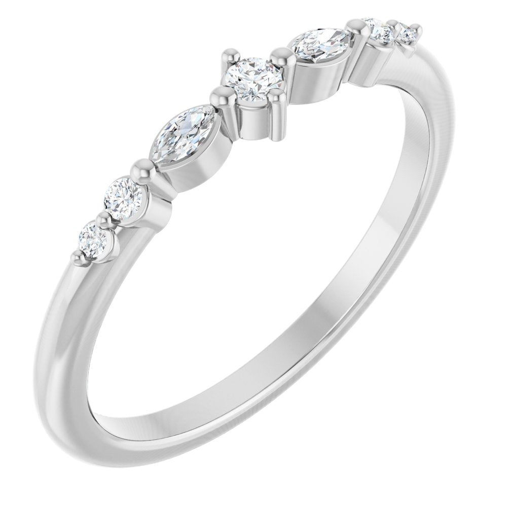 14K Marquise &amp; Round Diamond Stack Ring