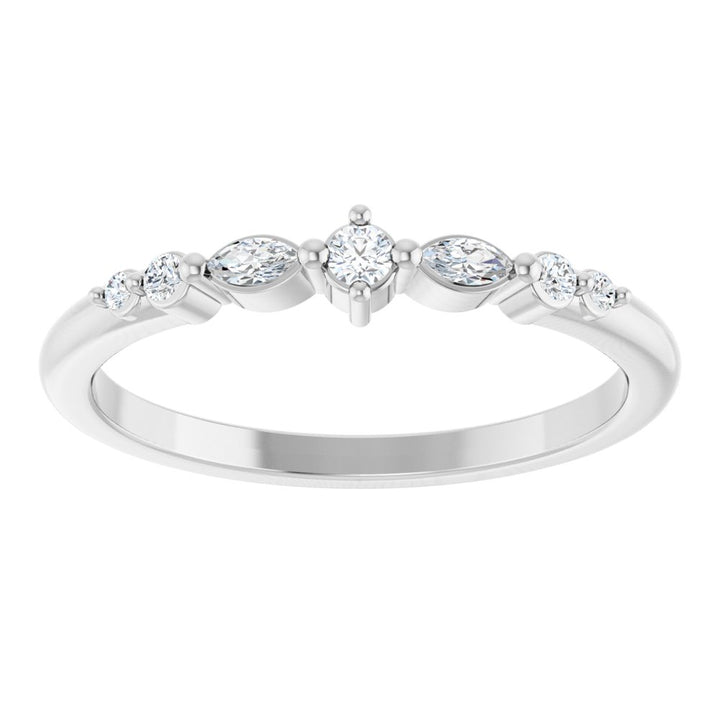 14K Marquise &amp; Round Diamond Stack Ring