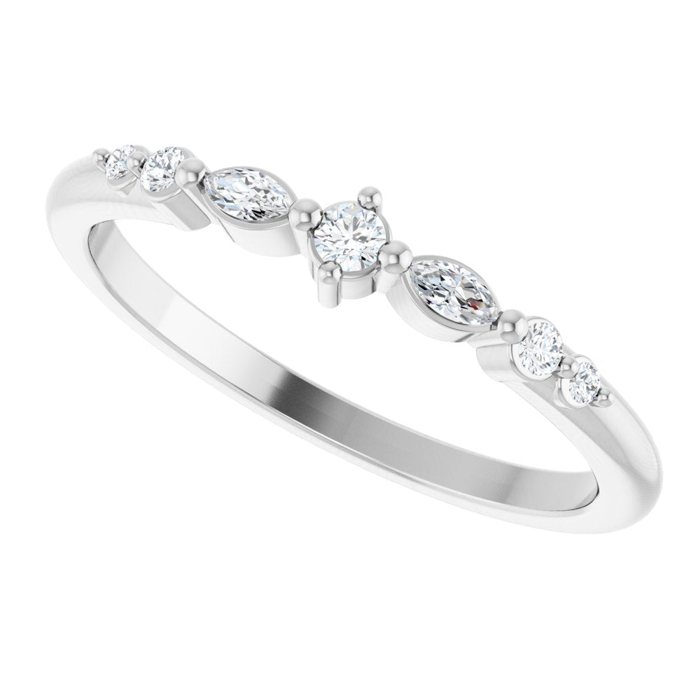 14K Marquise &amp; Round Diamond Stack Ring