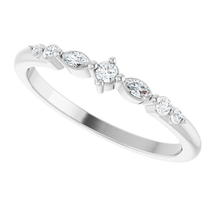 14K Marquise &amp; Round Diamond Stack Ring
