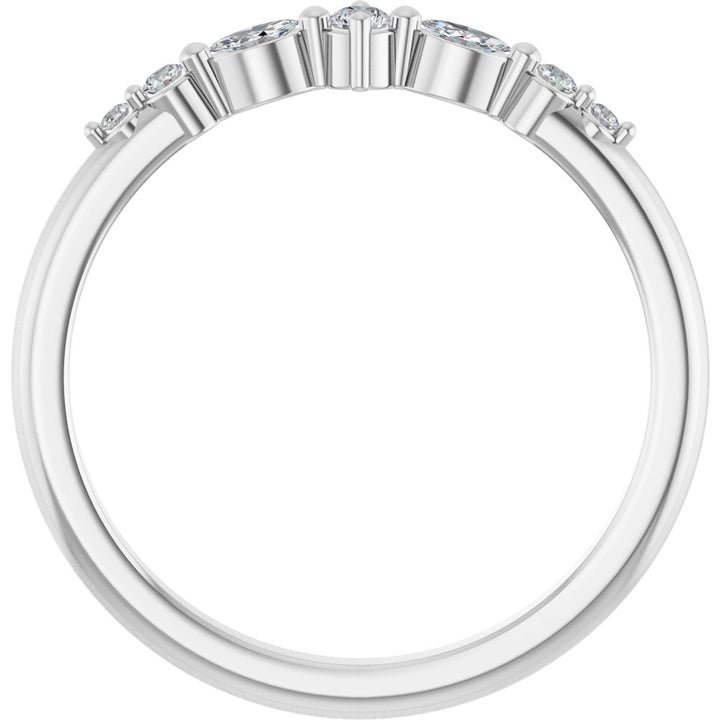 14K Marquise &amp; Round Diamond Stack Ring