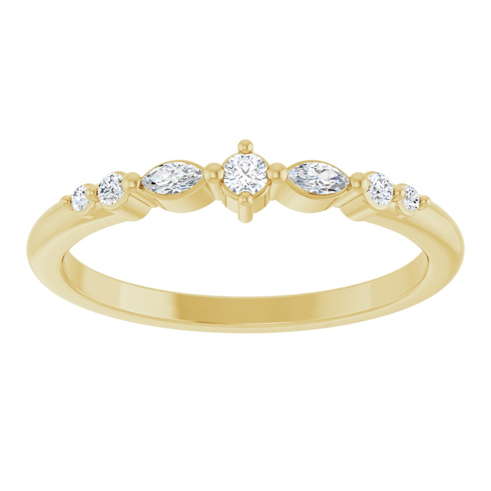14K Marquise &amp; Round Diamond Stack Ring