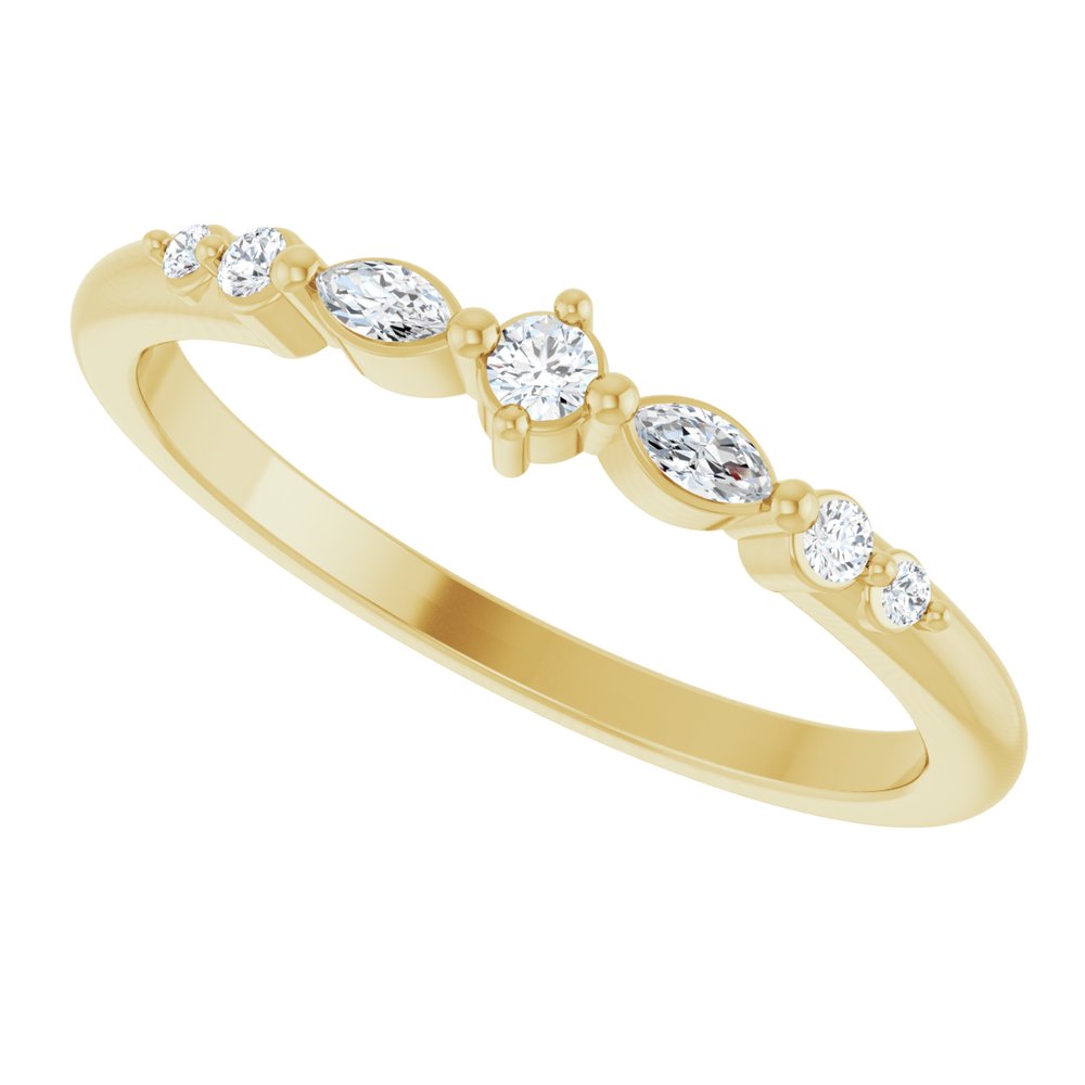 14K Marquise &amp; Round Diamond Stack Ring