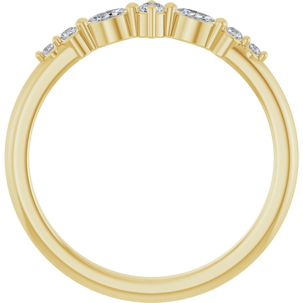 14K Marquise &amp; Round Diamond Stack Ring