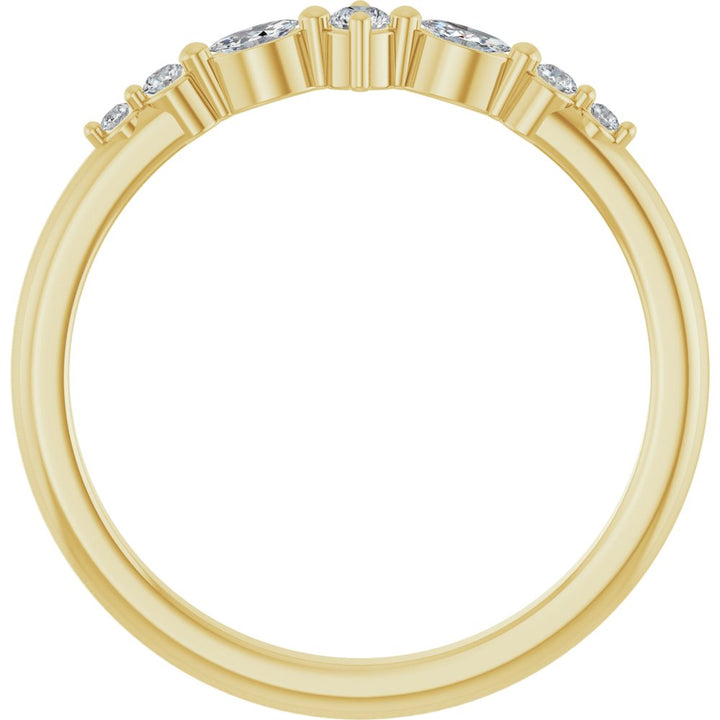 14K Marquise &amp; Round Diamond Stack Ring