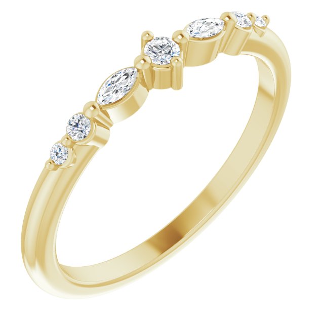 14K Marquise &amp; Round Diamond Stack Ring