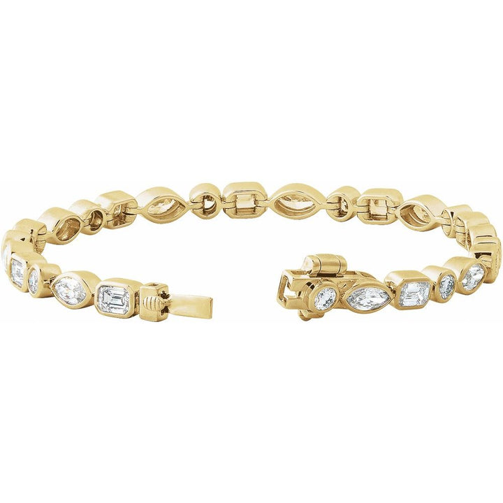 14K Mixed Shape Bezel Diamond Line Bracelet