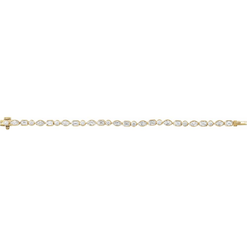 14K Mixed Shape Bezel Diamond Line Bracelet