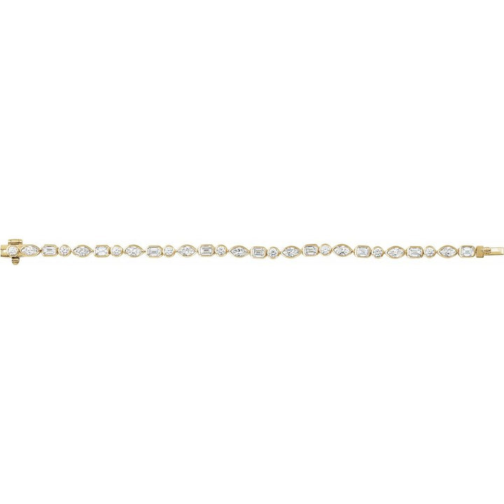 14K Mixed Shape Bezel Diamond Line Bracelet