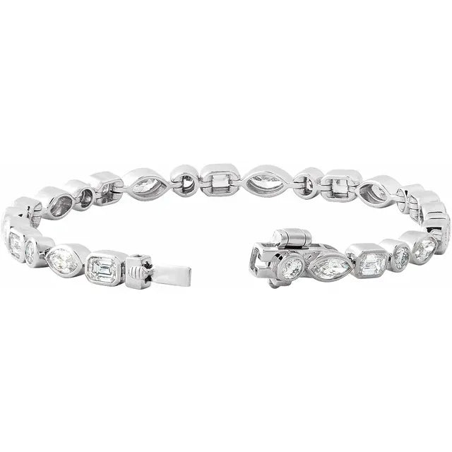 14K Mixed Shape Bezel Diamond Line Bracelet