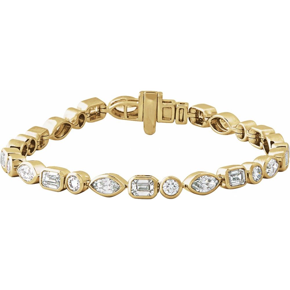 14K Mixed Shape Bezel Diamond Line Bracelet