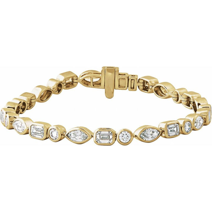 14K Mixed Shape Bezel Diamond Line Bracelet