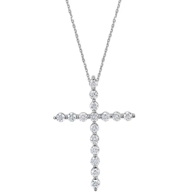 14K Modern Diamond Cross Necklace