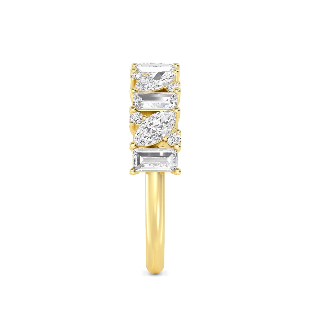 14K Multi-Shape Diamond Cluster Anniversary Band