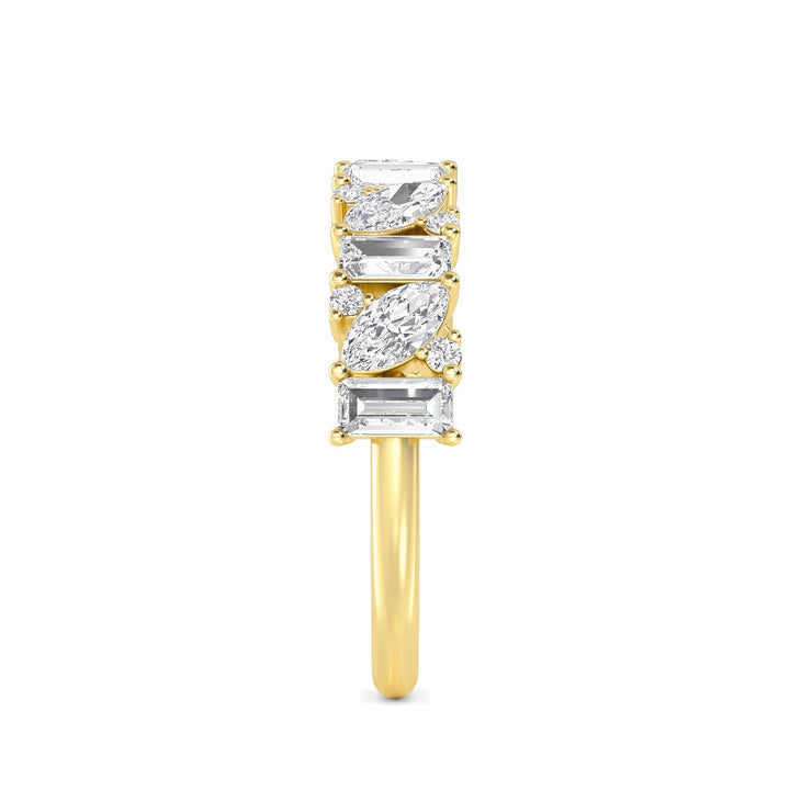14K Multi-Shape Diamond Cluster Anniversary Band