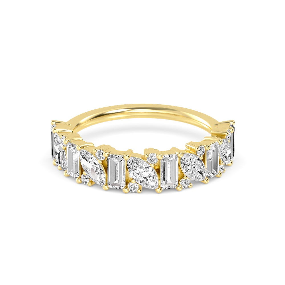 14K Multi-Shape Diamond Cluster Anniversary Band