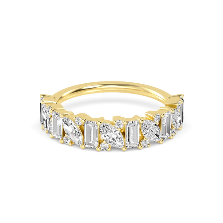 14K Multi-Shape Diamond Cluster Anniversary Band