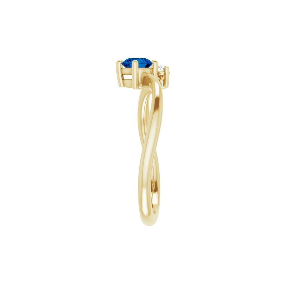14K Natural Blue Sapphire &amp; Diamond Bypass Ring