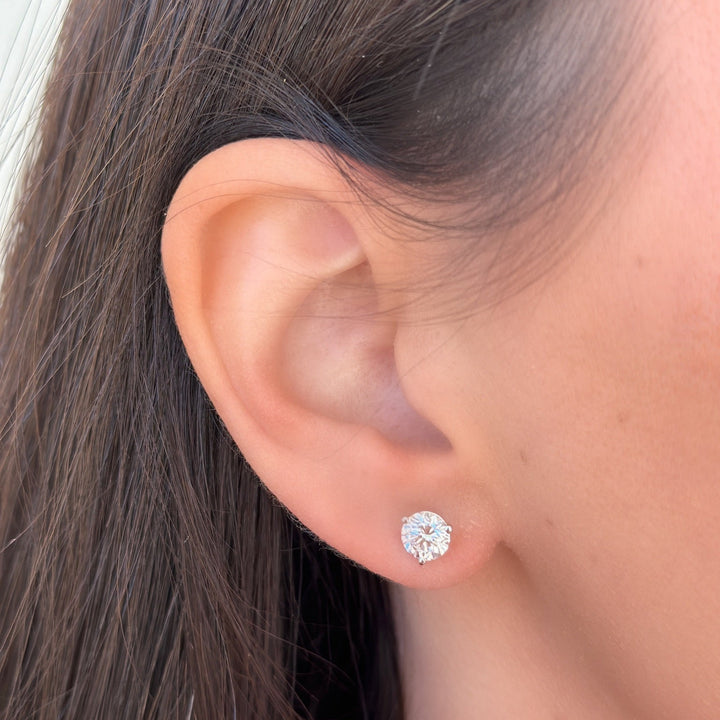 14K Natural Diamond 3-Prong Martini Studs
