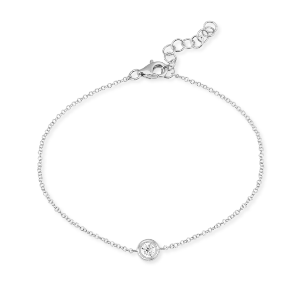 14K Natural Diamond Bezel Solitaire Bracelet