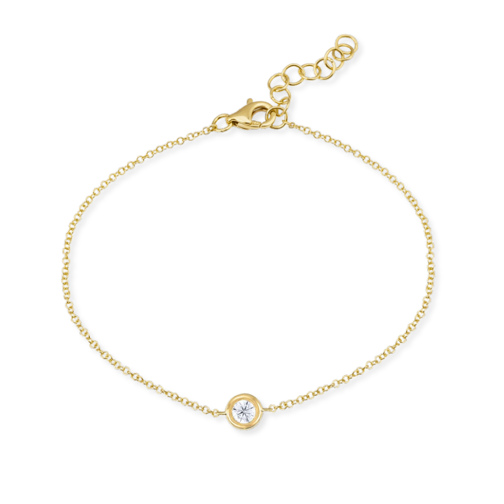 14K Natural Diamond Bezel Solitaire Bracelet