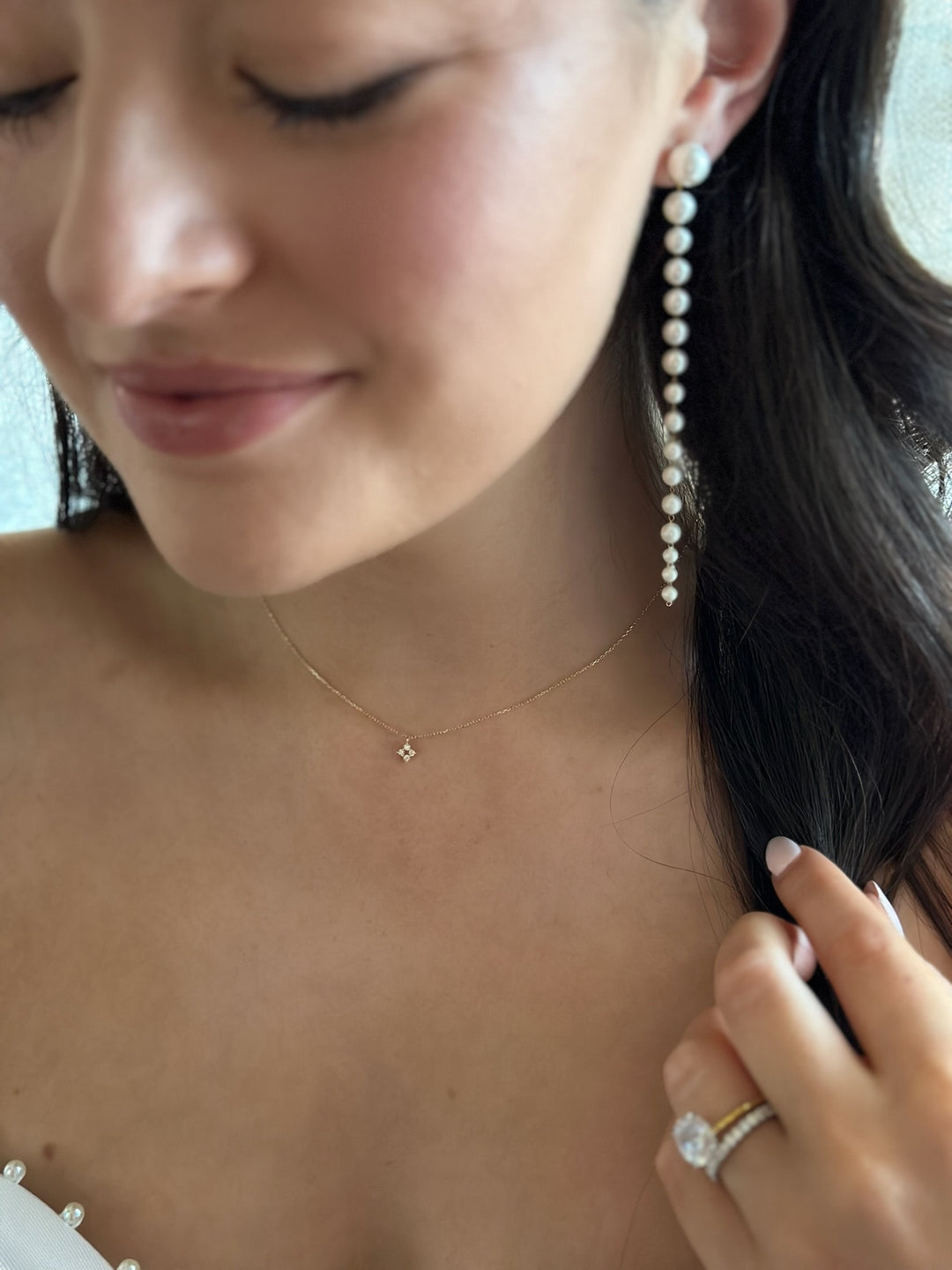 14K Natural Diamond Drop Necklace