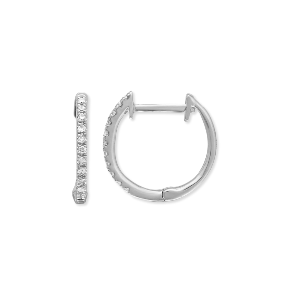 14K Natural Diamond Small Hoops