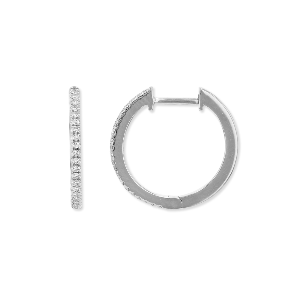14K Natural Diamond Small Hoops