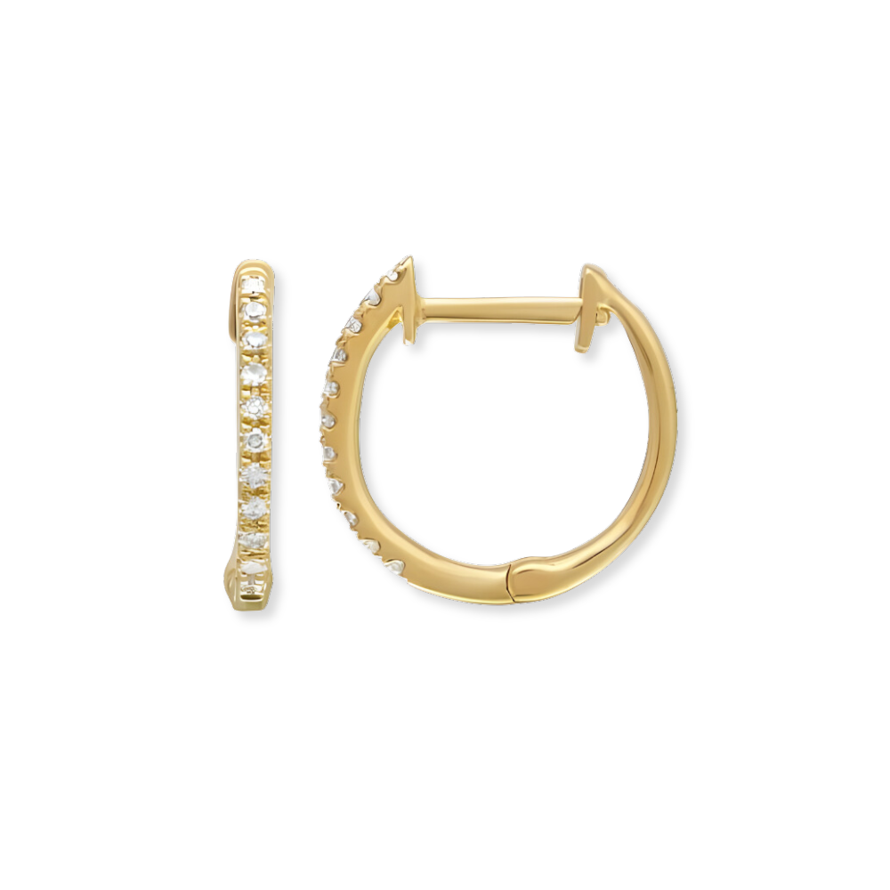 14K Natural Diamond Small Hoops