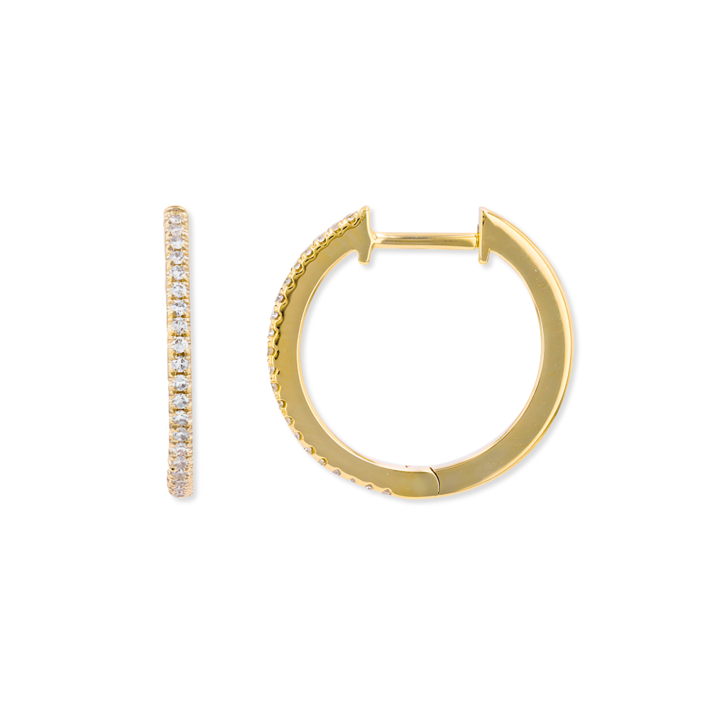 14K Natural Diamond Small Hoops