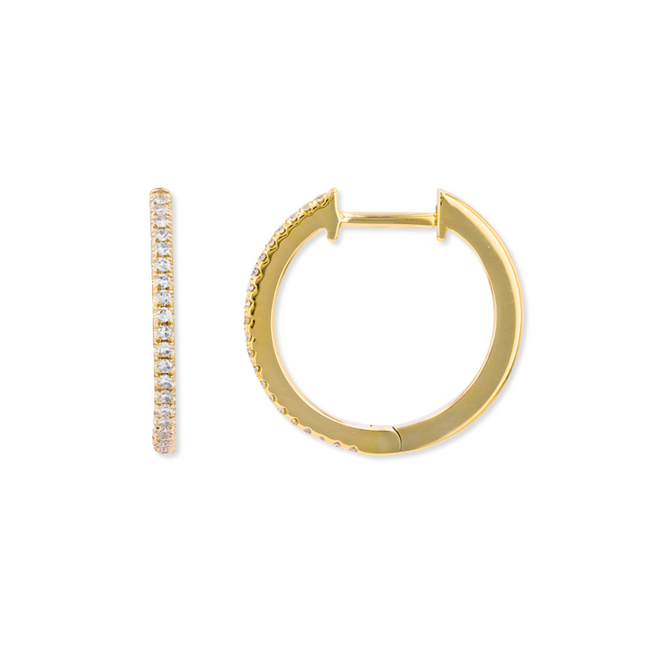 14K Natural Diamond Small Hoops