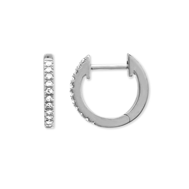 14K Natural Diamond Small Hoops