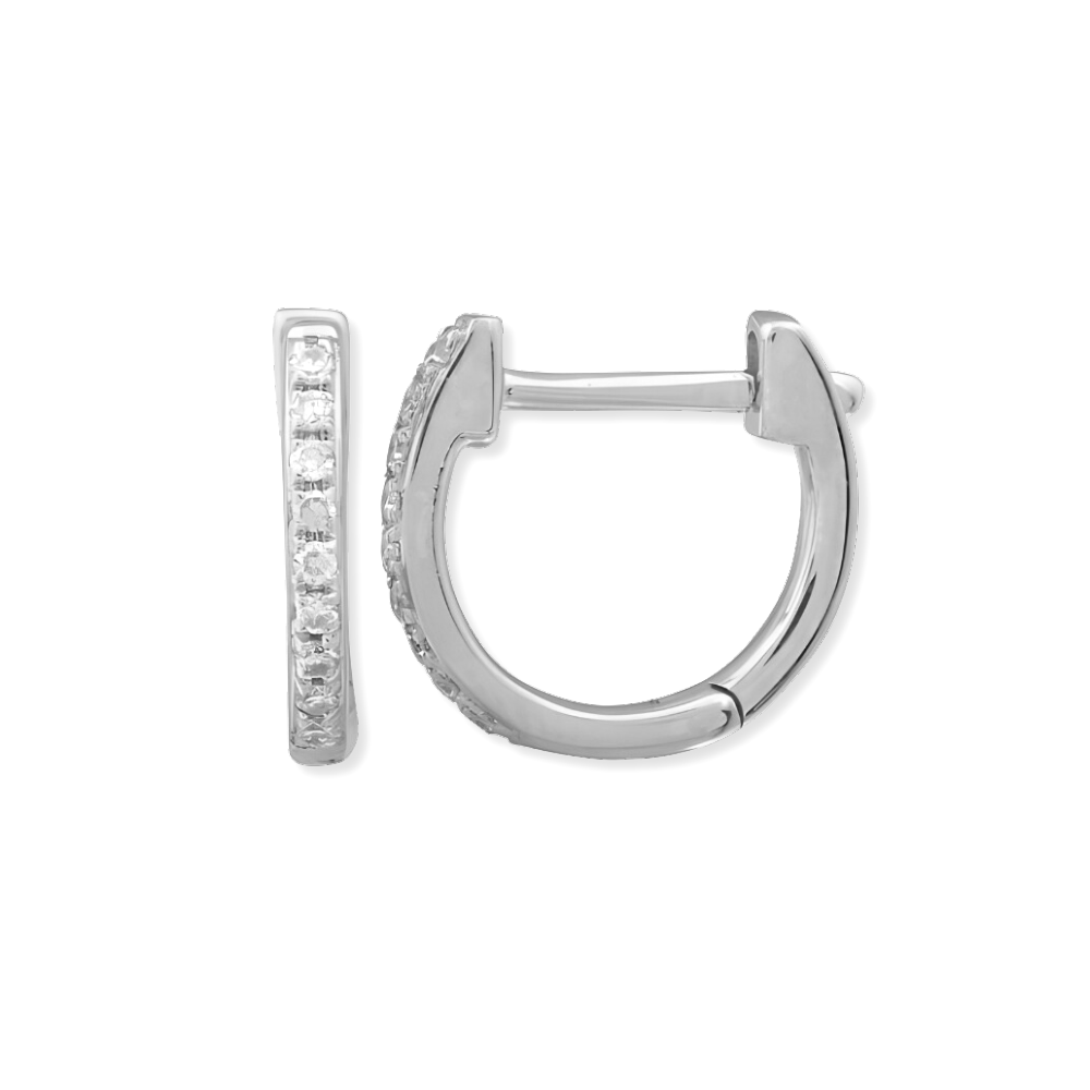 14K Natural Diamond Small Hoops
