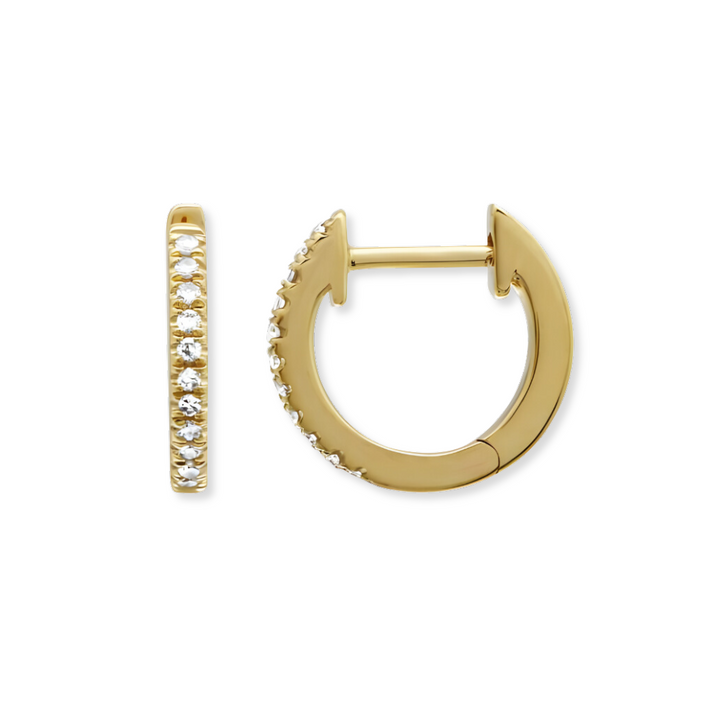 14K Natural Diamond Small Hoops