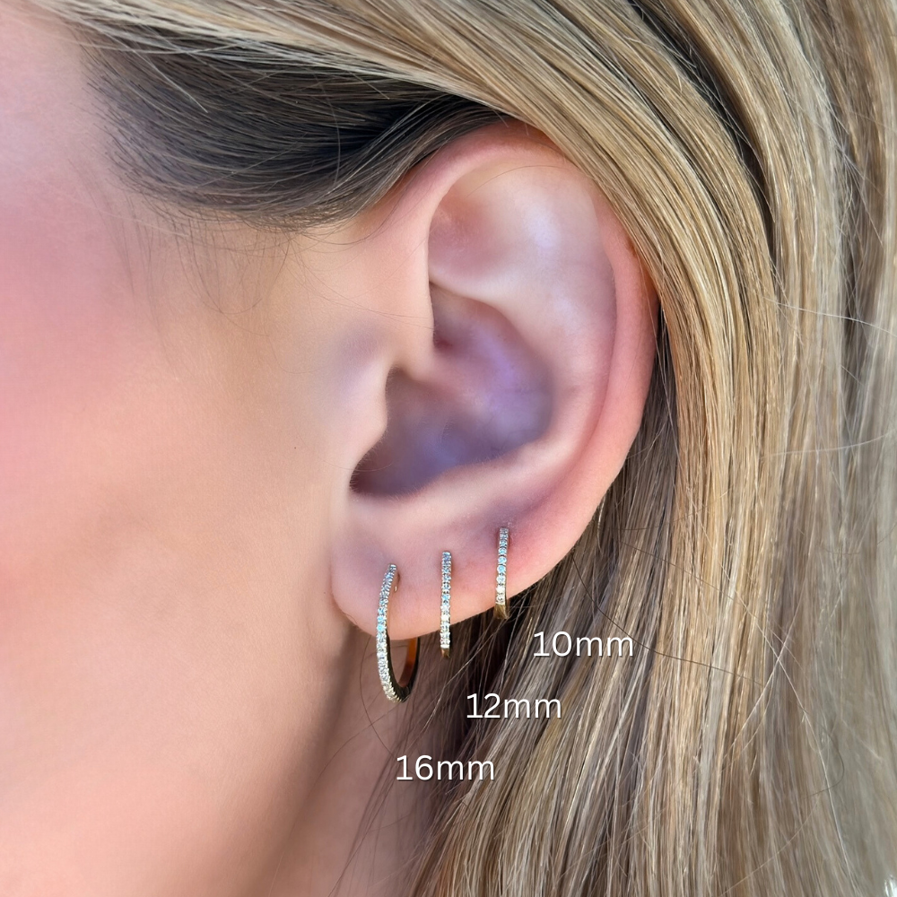 14K Natural Diamond Small Hoops