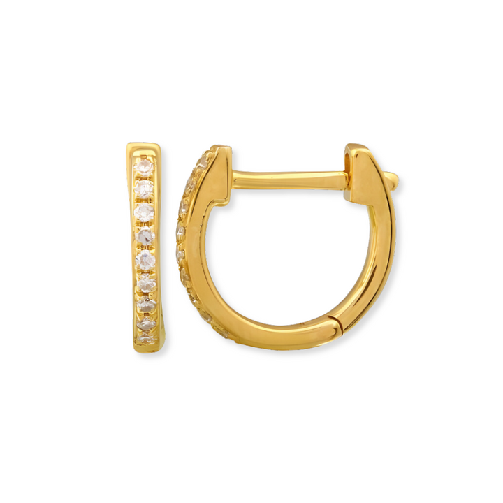 14K Natural Diamond Small Hoops