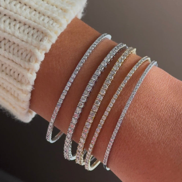 14K Natural Diamond Tennis Flex Bangle