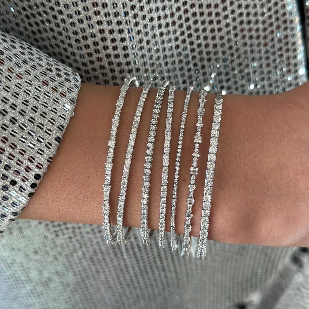 14K Natural Diamond Tennis Flex Bangle